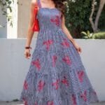 Plaid Lobster Print A Line Ruched Dress