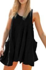 Solid A Line Pockets Low Back Knot Midi Dress