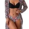 Leopard Print Bikini Kimono Three Pieces Swimsuit
