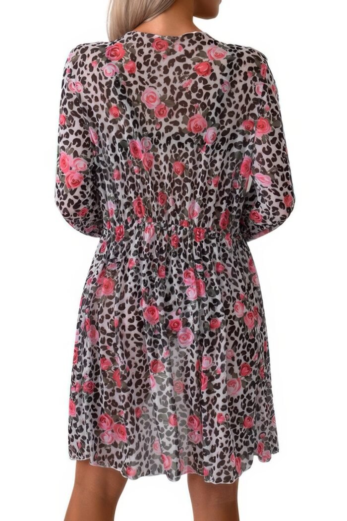 Leopard Print Bikini Kimono Three Pieces Swimsuit - Image 3