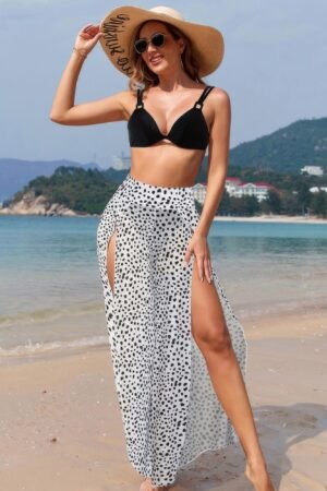 Printed Two Pieces Split Sheer Mesh Pants Swimsuit Printed Two Pieces Split Sheer Mesh Pants Swimsuit