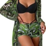Three Piece Push Up High Waisted Kimono Swimsuit