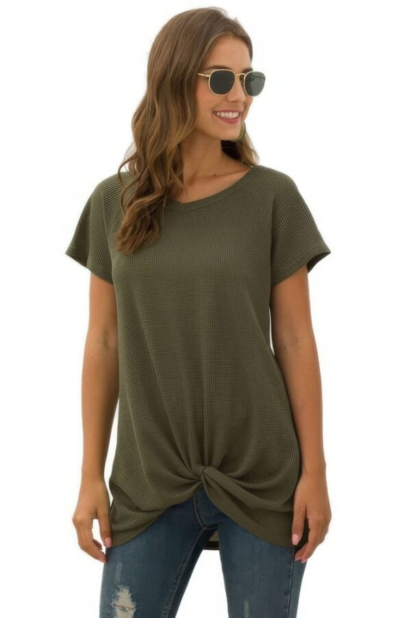 Crew Neck Solid Color Tunic Tops