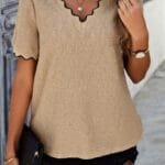 Knit Loose Fit V Neck Solid Drop Shoulder Top