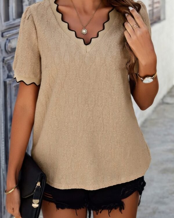 Knit Loose Fit V Neck Solid Drop Shoulder Top
