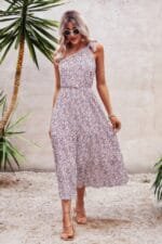 One Shoulder Sleeveless Maxi Dress