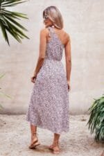 One Shoulder Sleeveless Maxi Dress