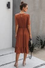 Ruffled Lace Midi Swing Dress