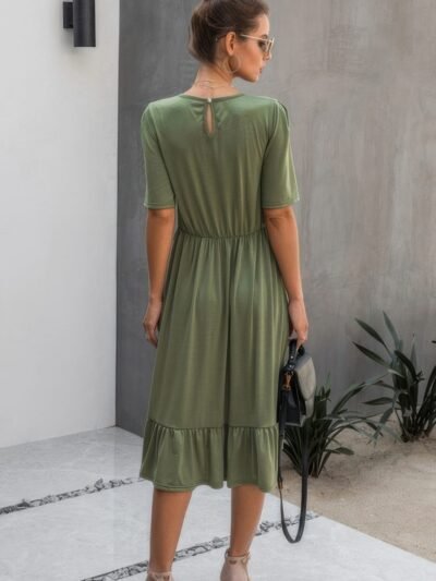 Ruffled Lace Midi Swing Dress Ruffled Lace Midi Swing Dress