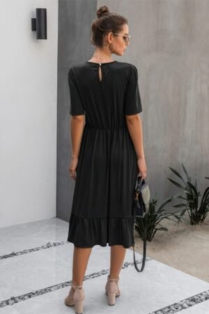 Ruffled Lace Midi Swing Dress