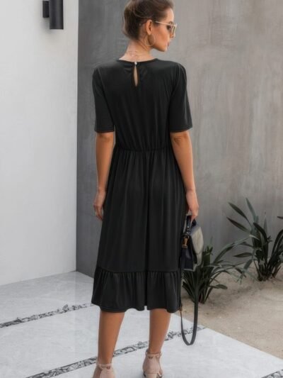 Ruffled Lace Midi Swing Dress Ruffled Lace Midi Swing Dress