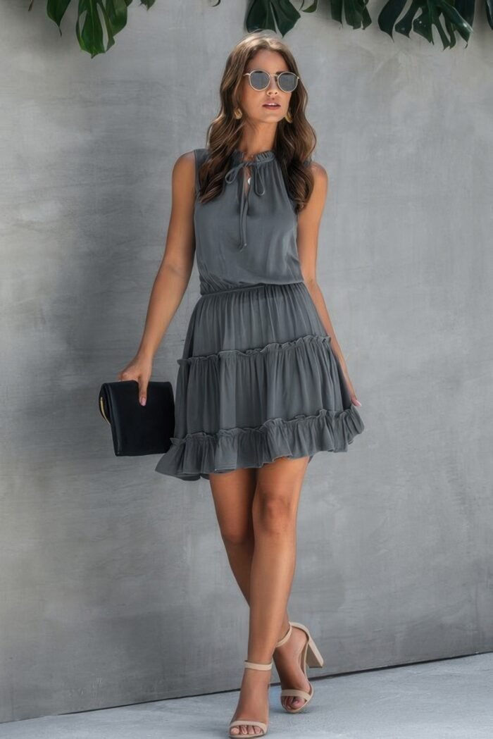 Sleeveless Drawstring Mini Dress - Image 7