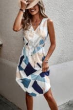 Sleeveless V Neck Midi Dress