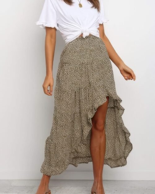polka dot ruffled maxi skirts