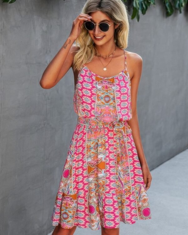 Spaghetti Strap Floral Ruffle Dress