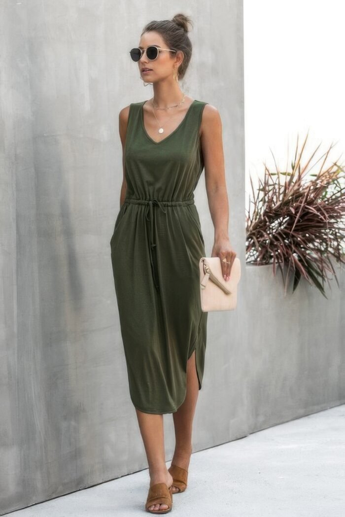 V Neck Sleeveless Tank Dress - Image 2