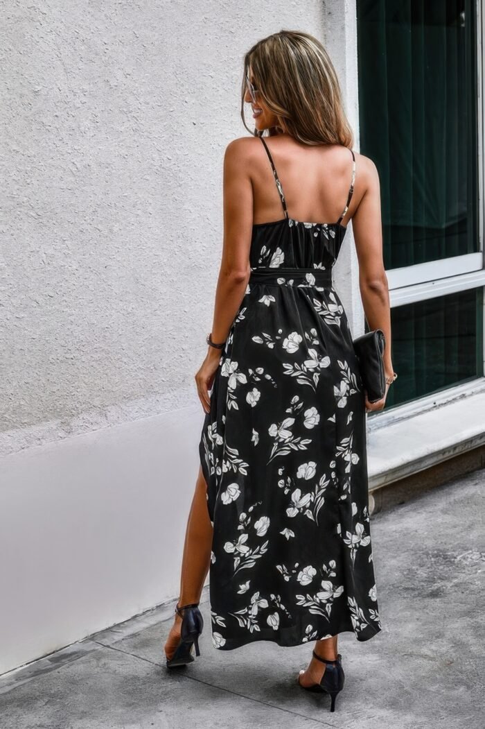 Floral Wrap Knot Side Cami Fit Dress - Image 2