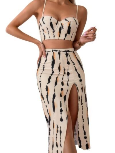 Halter Two Pieces Cross Back Knot Wrap Swimsuit