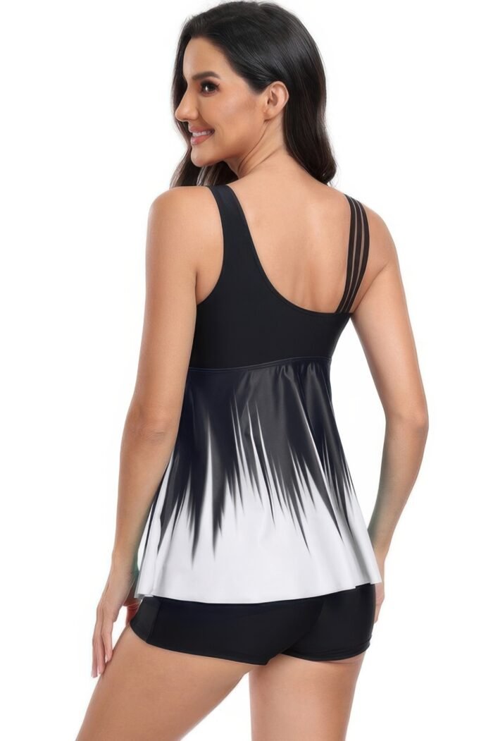 Low Back Solid Two Pieces Ruffle Swimsuits - Image 9