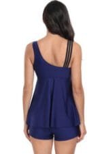 Low Back Solid Two Pieces Ruffle Swimsuits