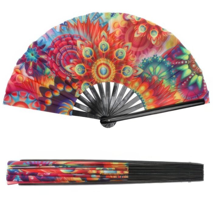 Themed Graphic Print Folding Hand Fan - Image 1