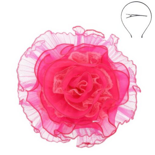 Lace Mesh Flower Headband Fascinator - Image 3