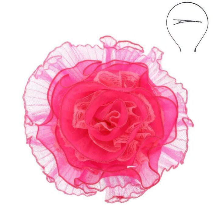 Lace Mesh Flower Headband Fascinator - Image 3