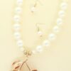 Cherry Pendant Pearl Necklace Set
