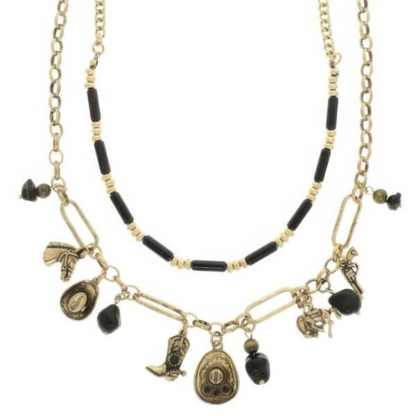 Western Theme Turquoise Charm Necklace Set