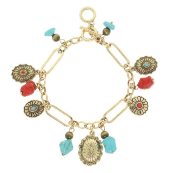 Western Theme Charm Bracelet With Toggle - Image 1