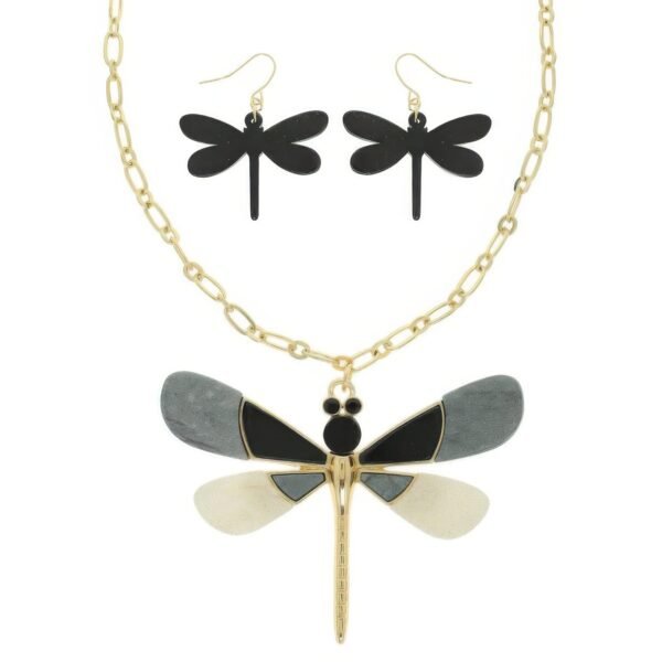 Dragonfly Necklace Set With Earrings