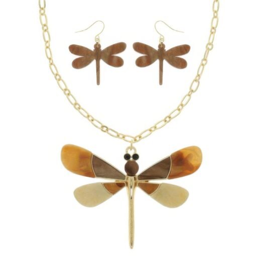 Dragonfly Necklace Set With Earrings