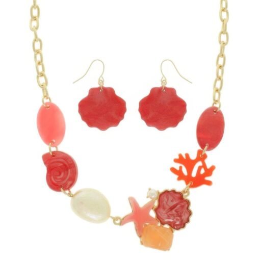 Sea Life Theme Necklace Set With Earrings
