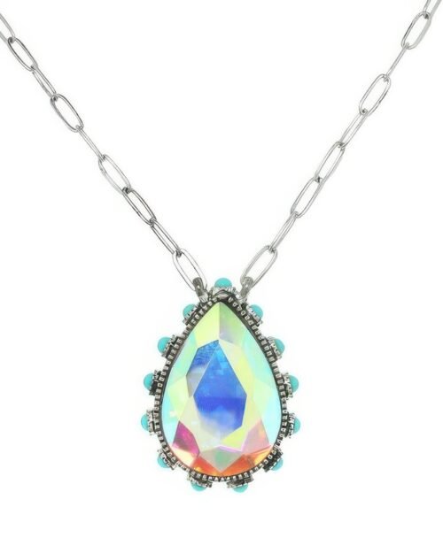 Western Teardrop Cut Gemstone Turquoise Necklace