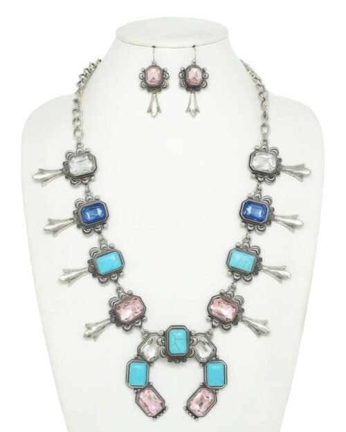 Western Gemstone Squash Blossom Necklace Set
