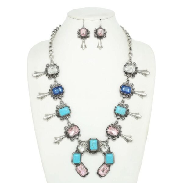 Western Gemstone Squash Blossom Necklace Set