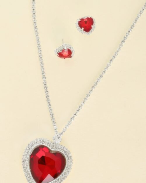 Valentine’s Day Heart Gemstone Necklace Set