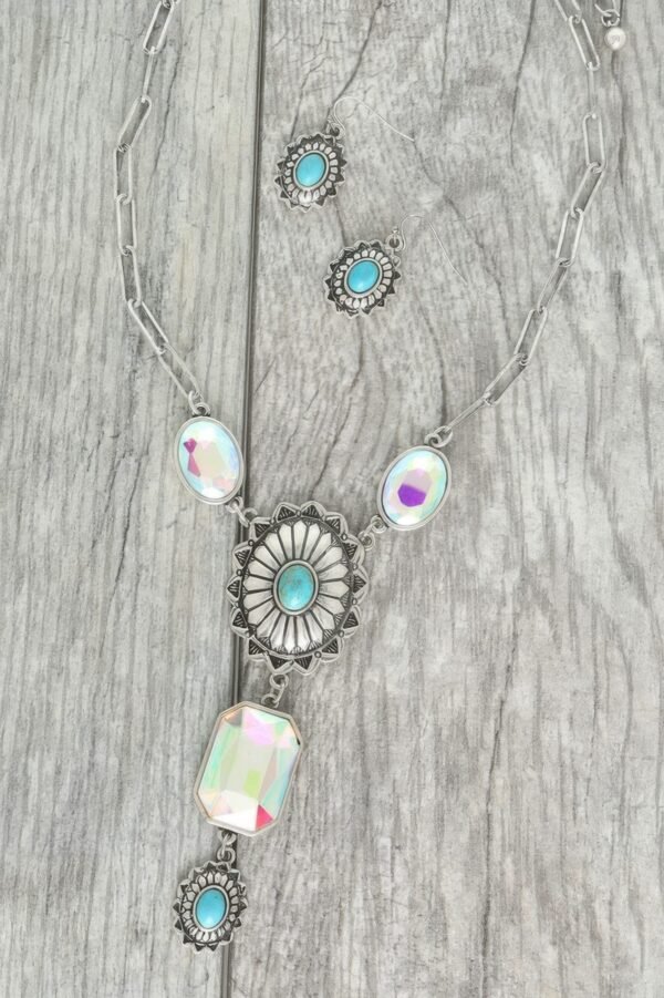 Western Cross Gemstone Turquoise Necklace Set