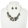 Floral Gemstone Cluster Bib Necklace Set