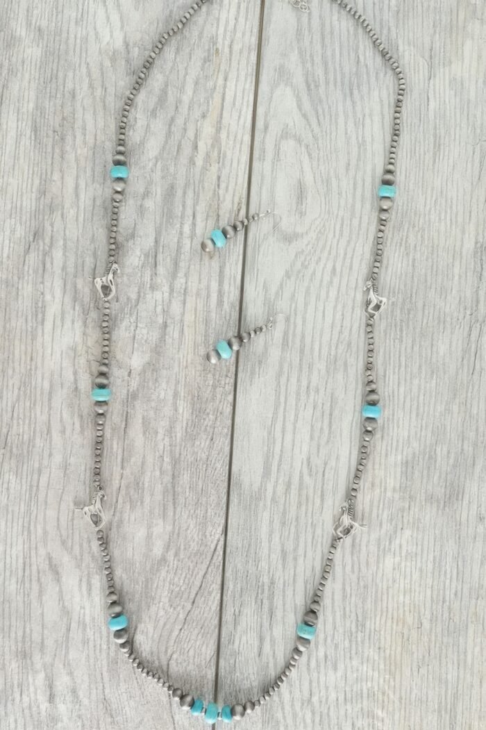 Western Navajo Pearl Equestrian Necklace Set - Image 1