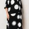 Pleated Lapel Polka Dot Print Shirtdress