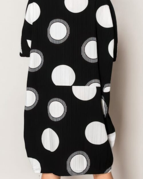 pleated lapel polka dot print shirtdress