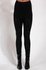 Star Design Crystal Studded High Waisted Leggings