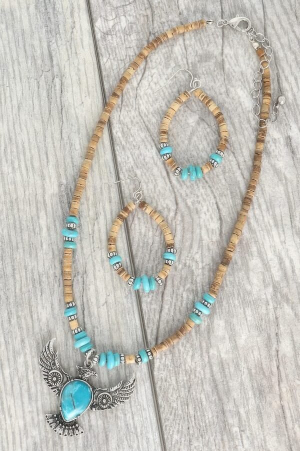 Western Wood Bead Mix Thunderbird Necklace Set