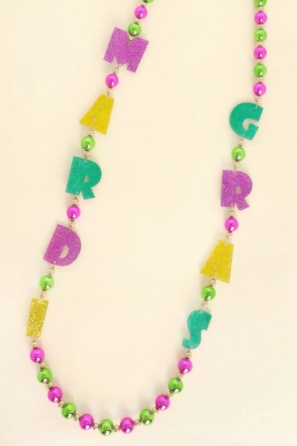 Mardi Gras Glitter Acetate Beaded Party Necklace