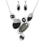 Natural Gem Oval Cluster Bib Necklace Set