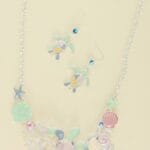 Sea Life Rhinestone Metal Bib Necklace Set