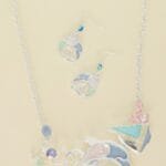 Sea Life Dolphin Rhinestone Metal Bib Necklace Set