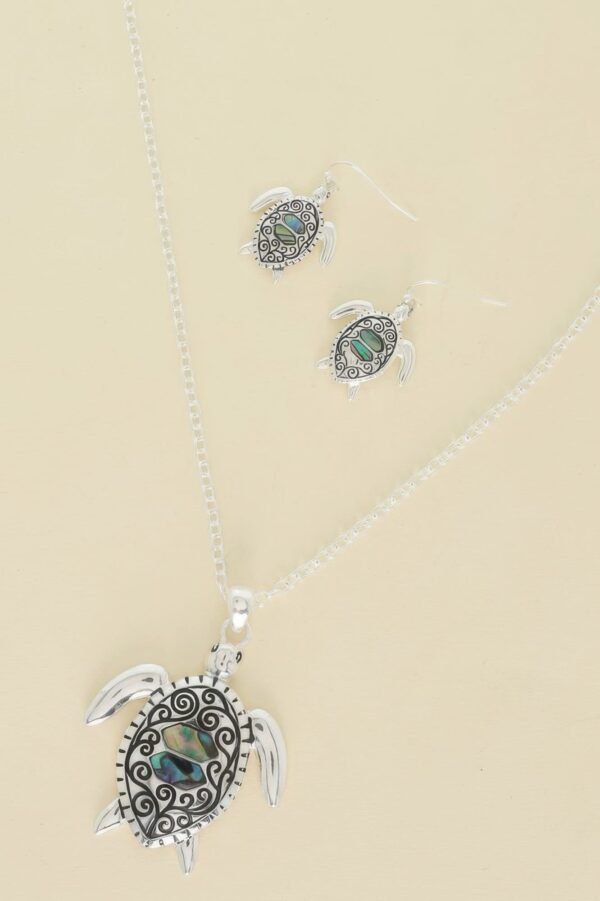 Sea Life Abalone Marine Turtle Necklace Set