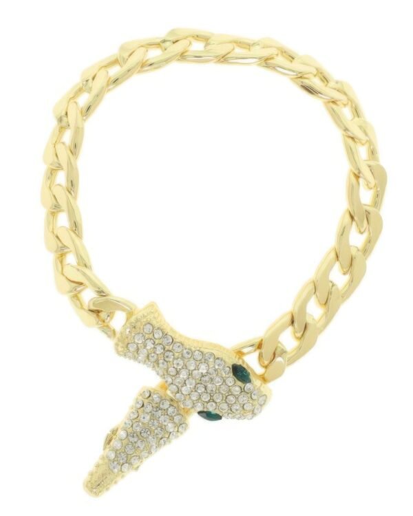 Jewel Paved Snake Curb Chain Bracelet